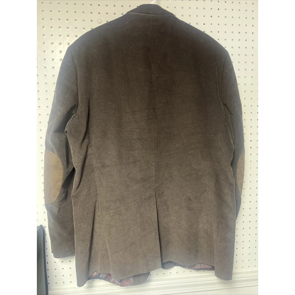 Ralph Lauren Corduroy Brown Elbow Patch Paisley Liner Blazer SportsCoat Size 46L